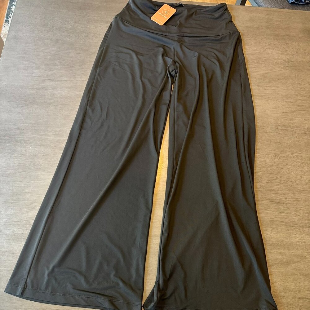 Arolina Women's Black Stretchy Wide Leg Palazzo Lounge Pants Size M